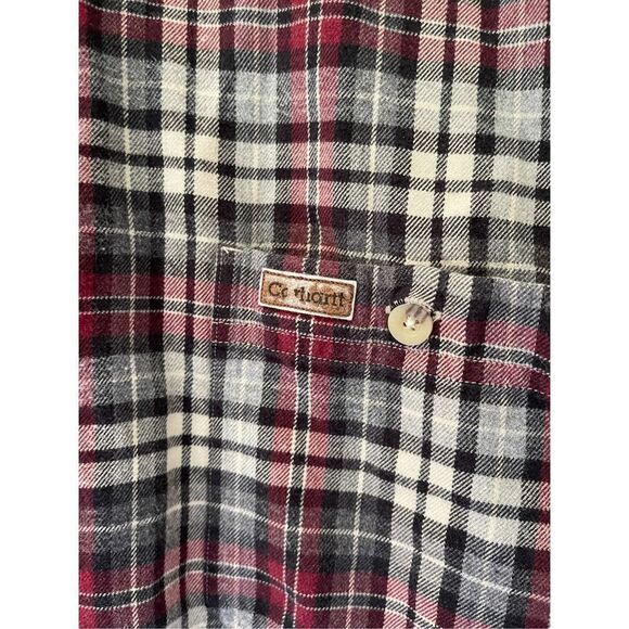 Carhartt Mens Red Plaid Long Sleeve Pocket Western Button Down Shirt XL Tall - Picture 2 of 7